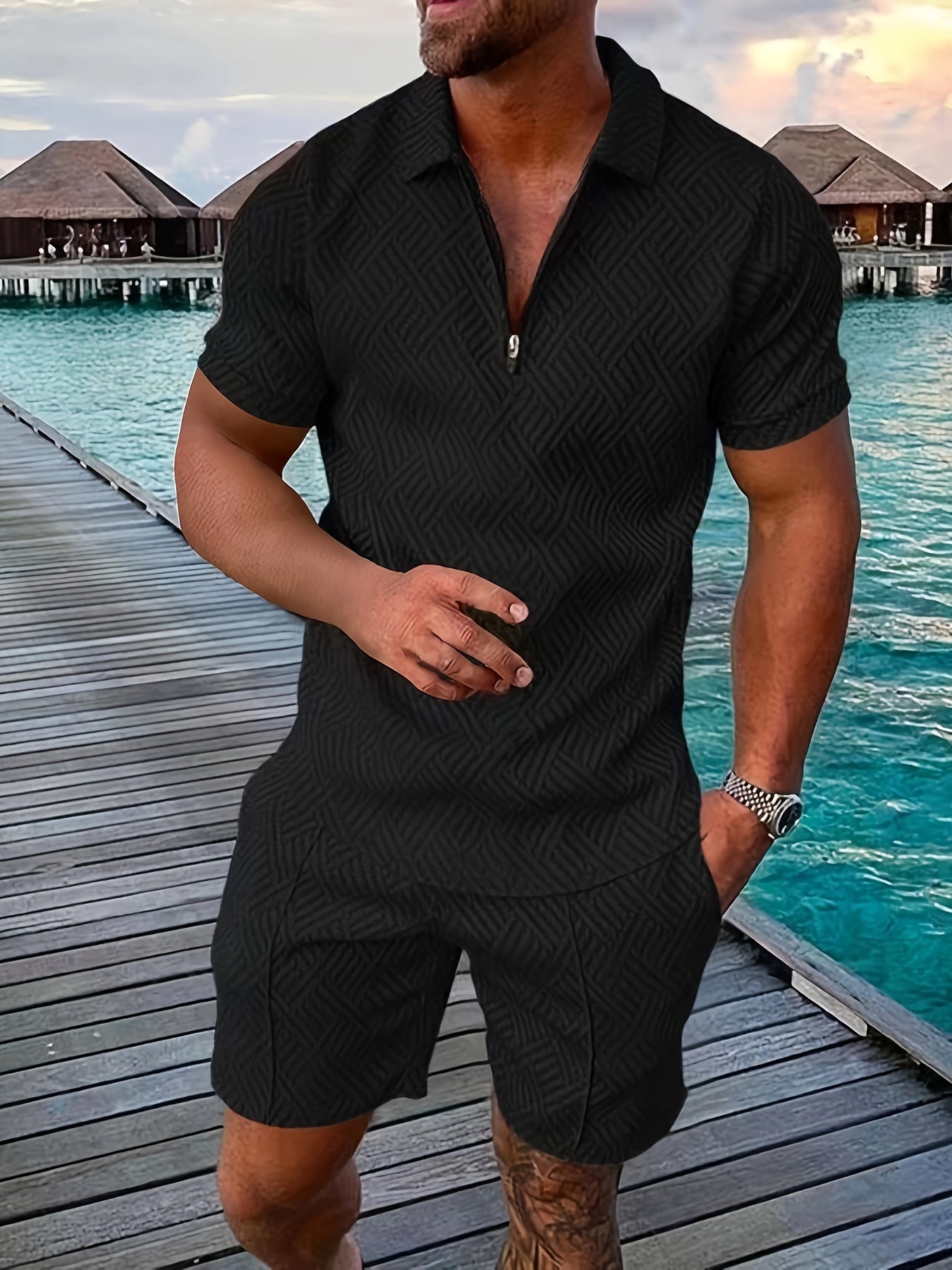 Geometric Polo & Shorts Set – Valenbourg