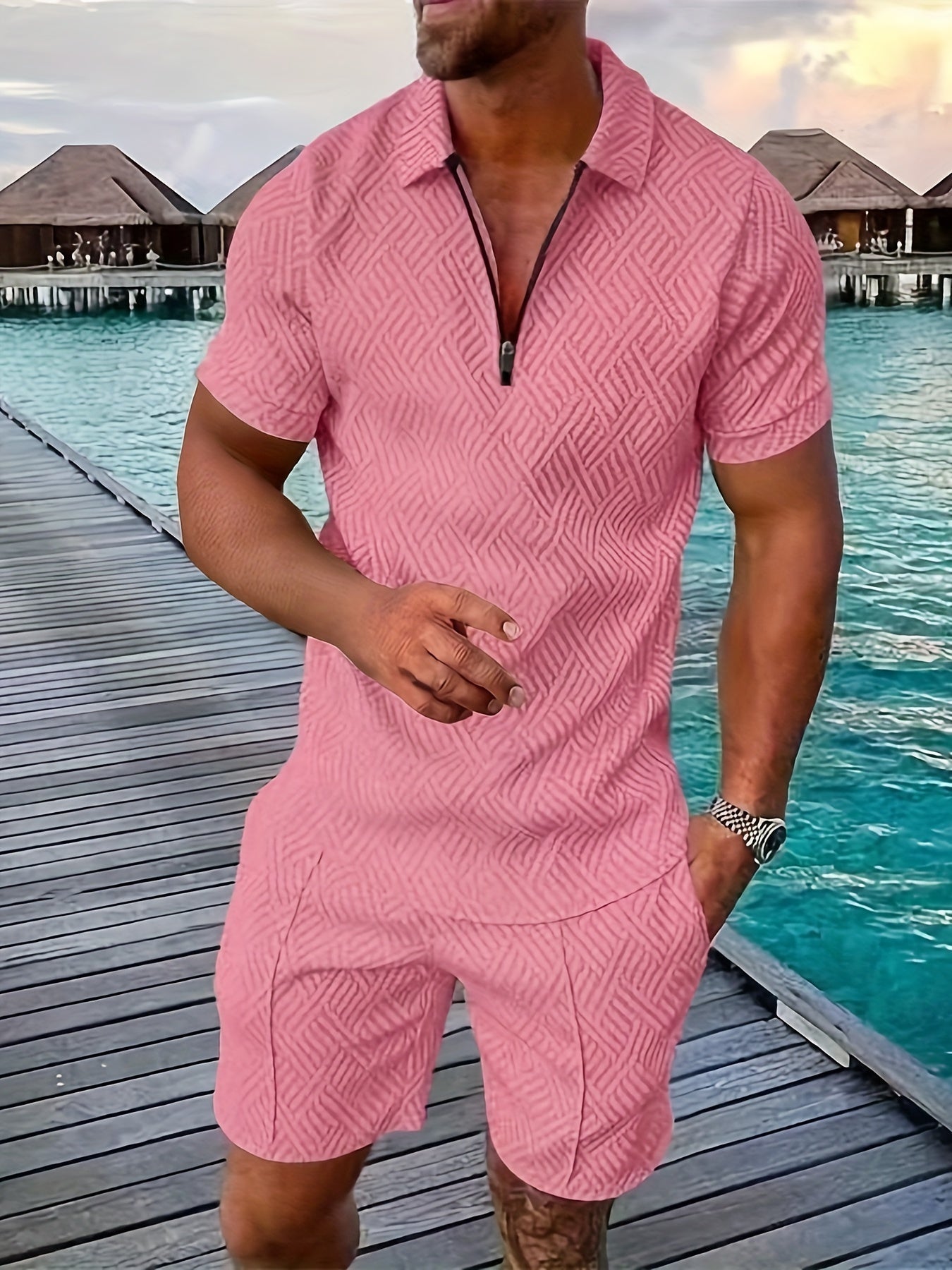 Geometric Polo & Shorts Set – Valenbourg