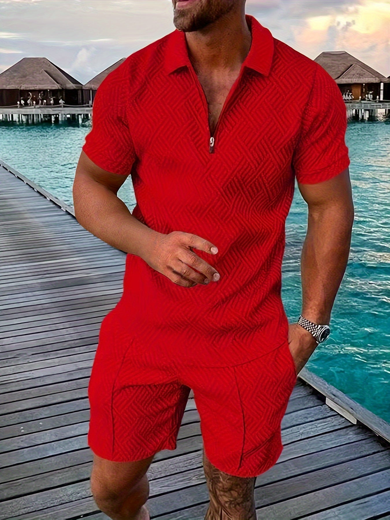 Geometric Polo & Shorts Set – Valenbourg