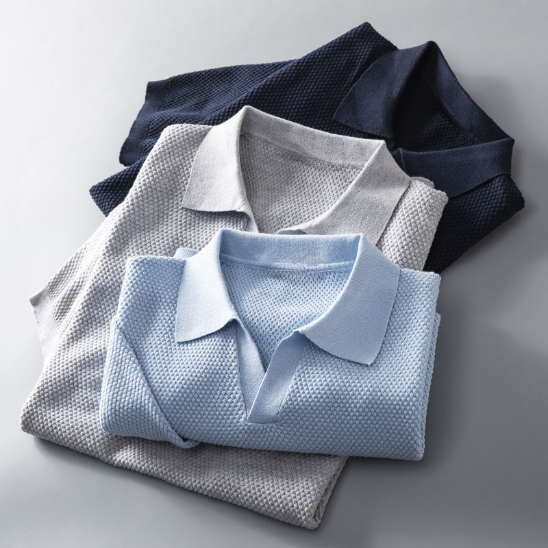 Textured Cotton Polo Shirt for Men – Lucca