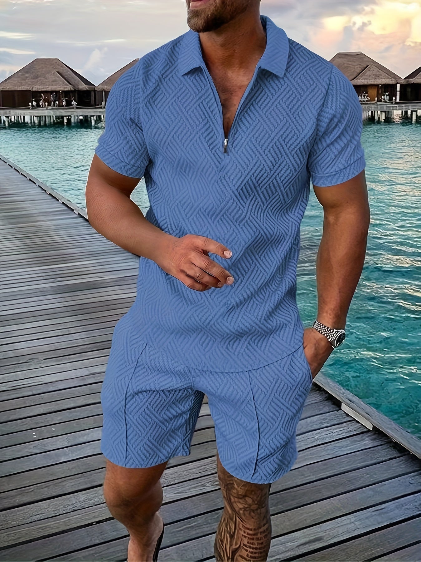 Geometric Polo & Shorts Set – Valenbourg