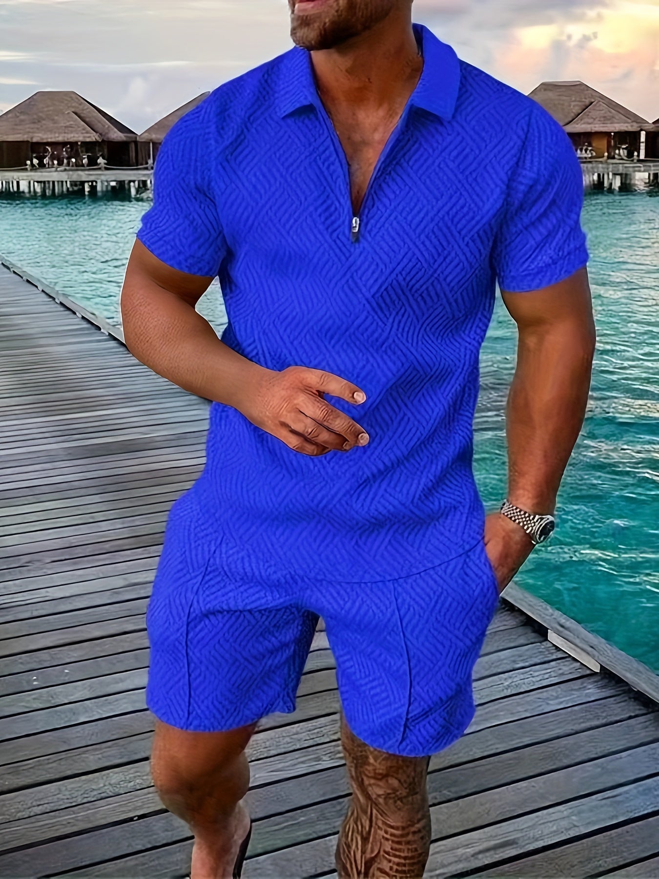 Geometric Polo & Shorts Set – Valenbourg