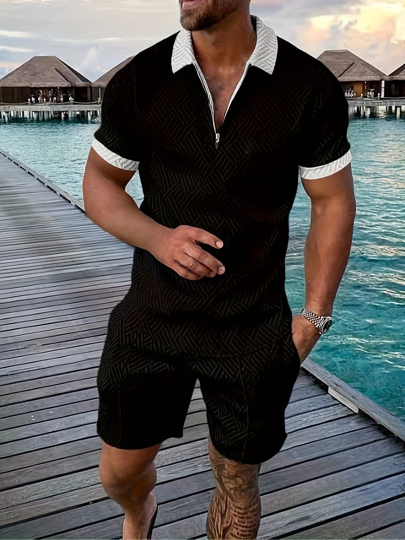Geometric Polo & Shorts Set – Valenbourg