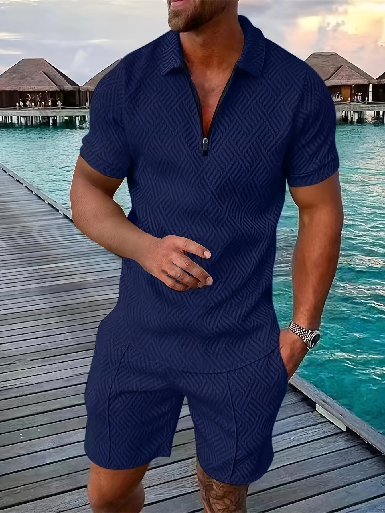 Geometric Polo & Shorts Set – Valenbourg
