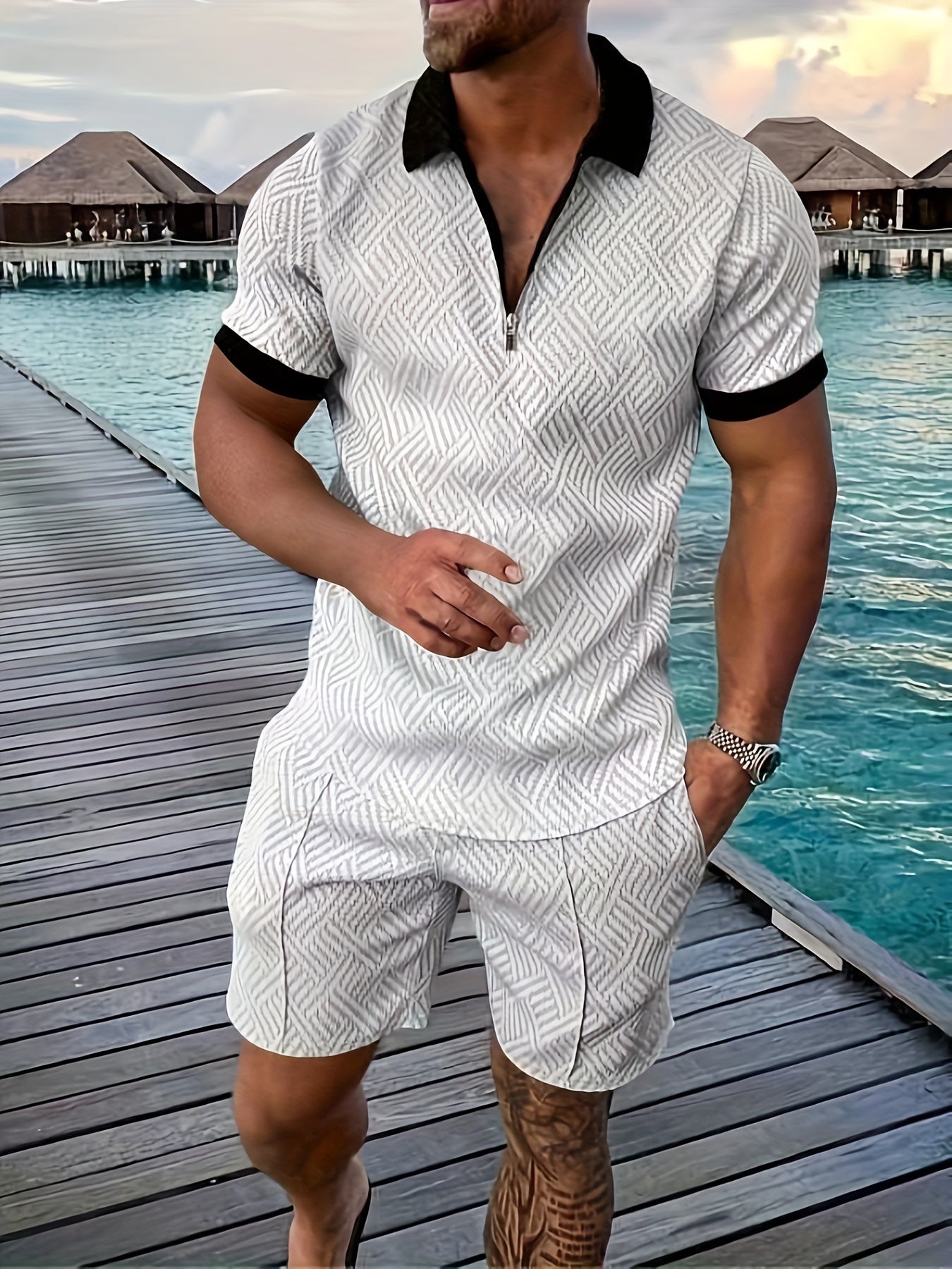 Geometric Polo & Shorts Set – Valenbourg
